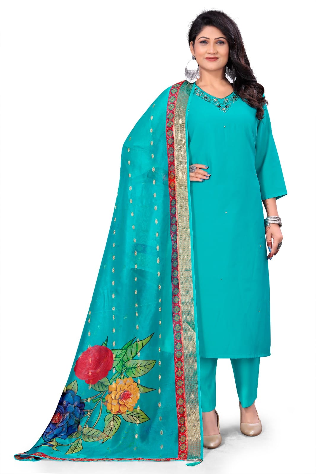 Botanical Dream Teal 3-Piece Suit