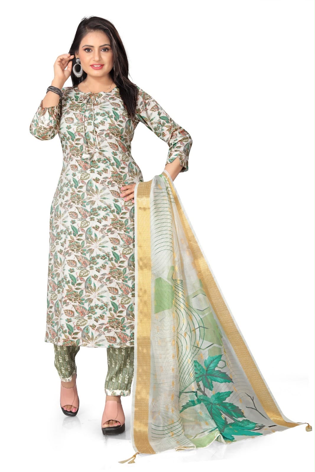 Sage Green Embroidered 3-Piece Suit