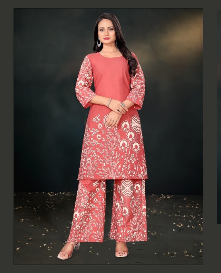 Coral Bandhani Kurta & Palazzo Set Demo