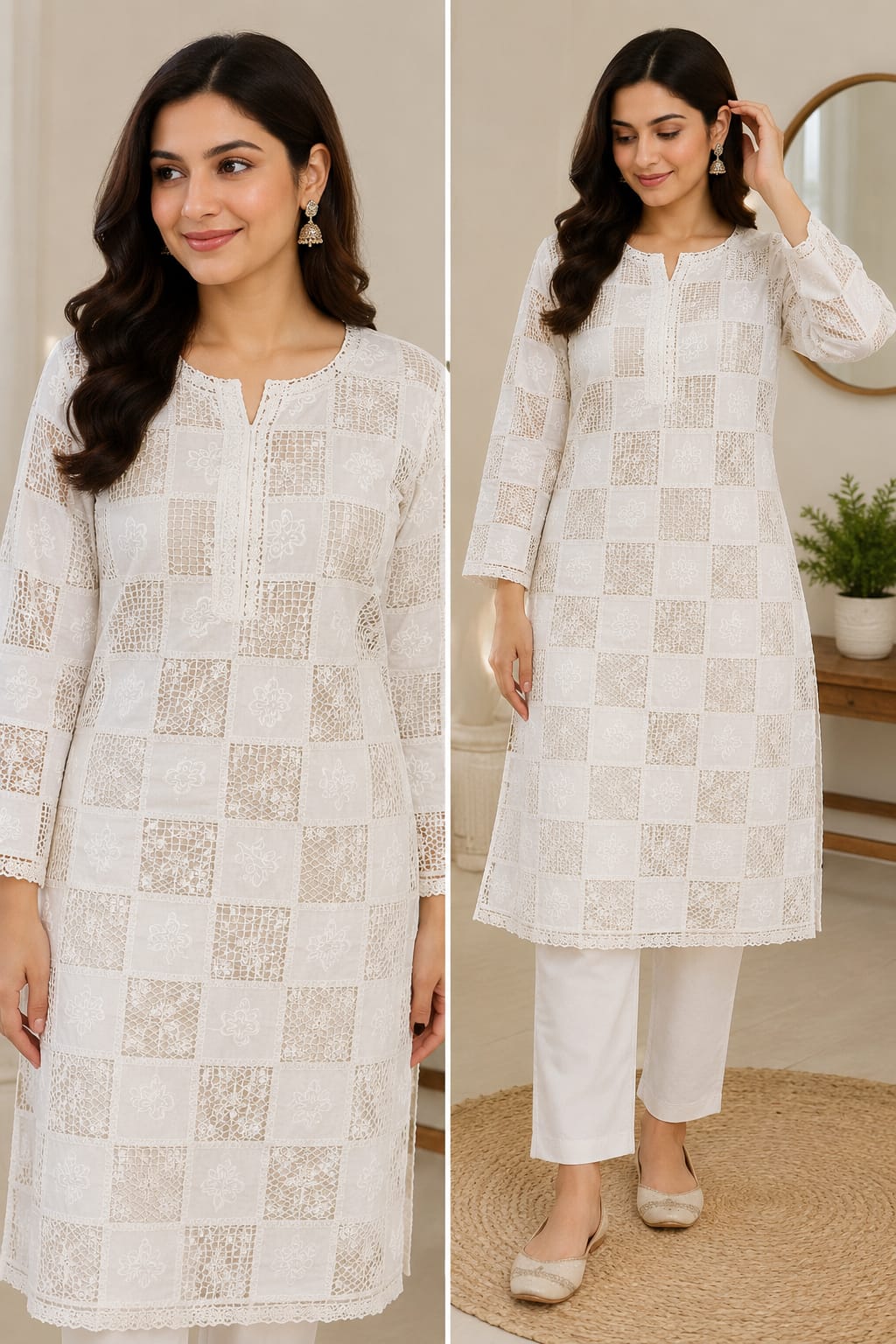 White Chikankari Kurta & Pant Set